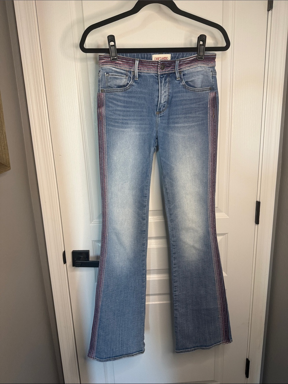 DRIFTWOOD Light Blue Flare Jeans with Purple Side Trim